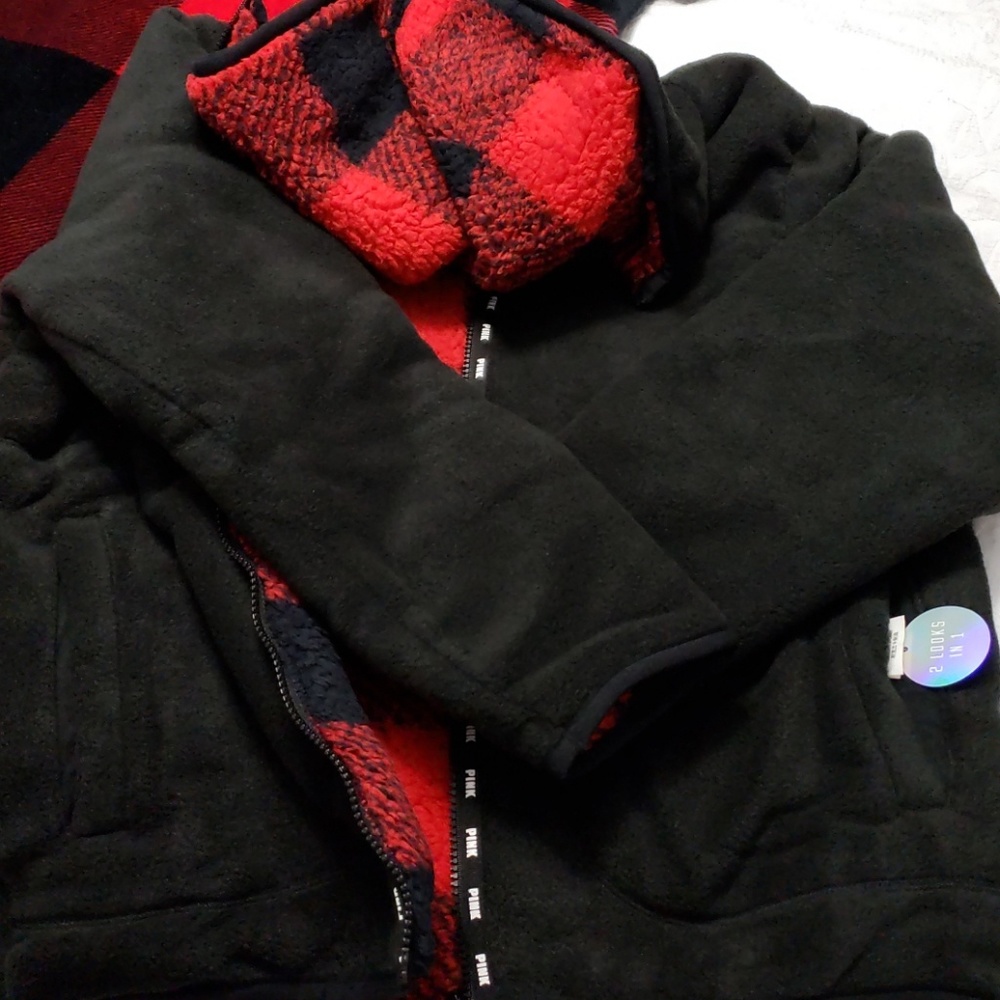 Victoria's Secret Pink sherpa Reversible zip up